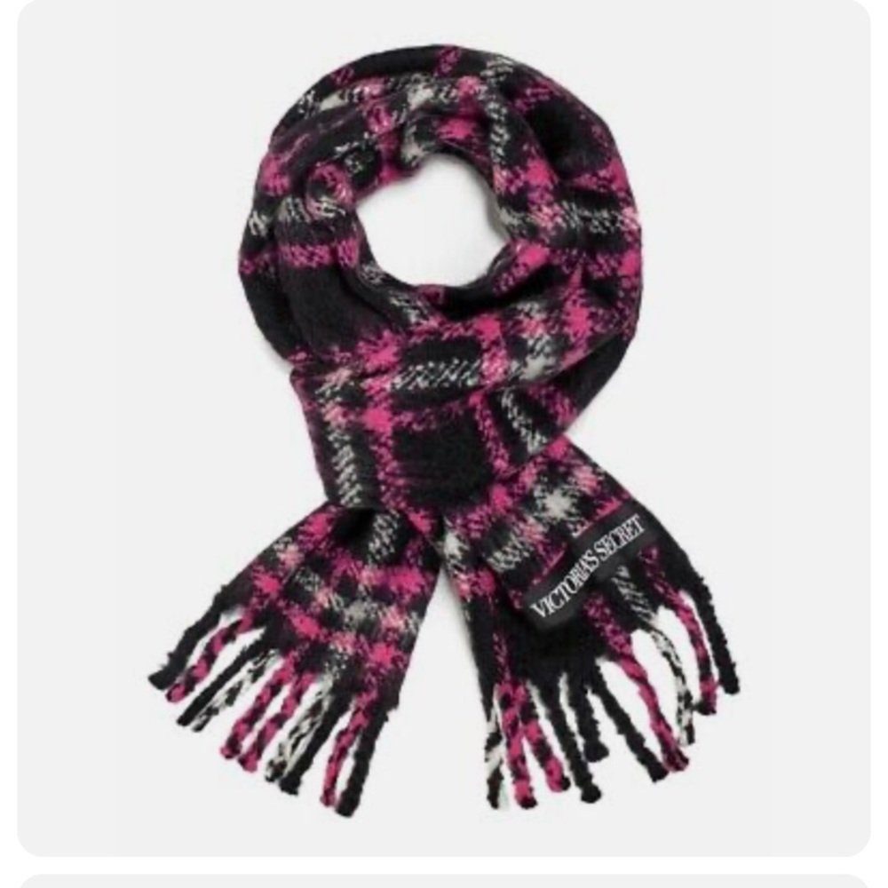 Victorias Secret Black and Fuchsia Scarf NWT